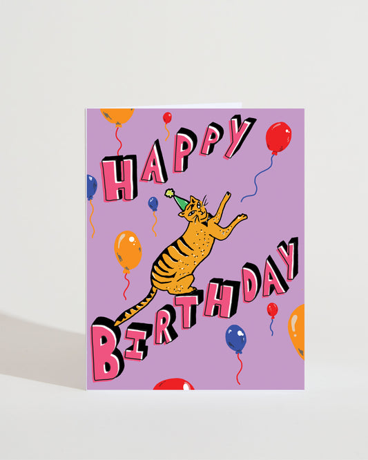 Cat chase Birthday Greeting card