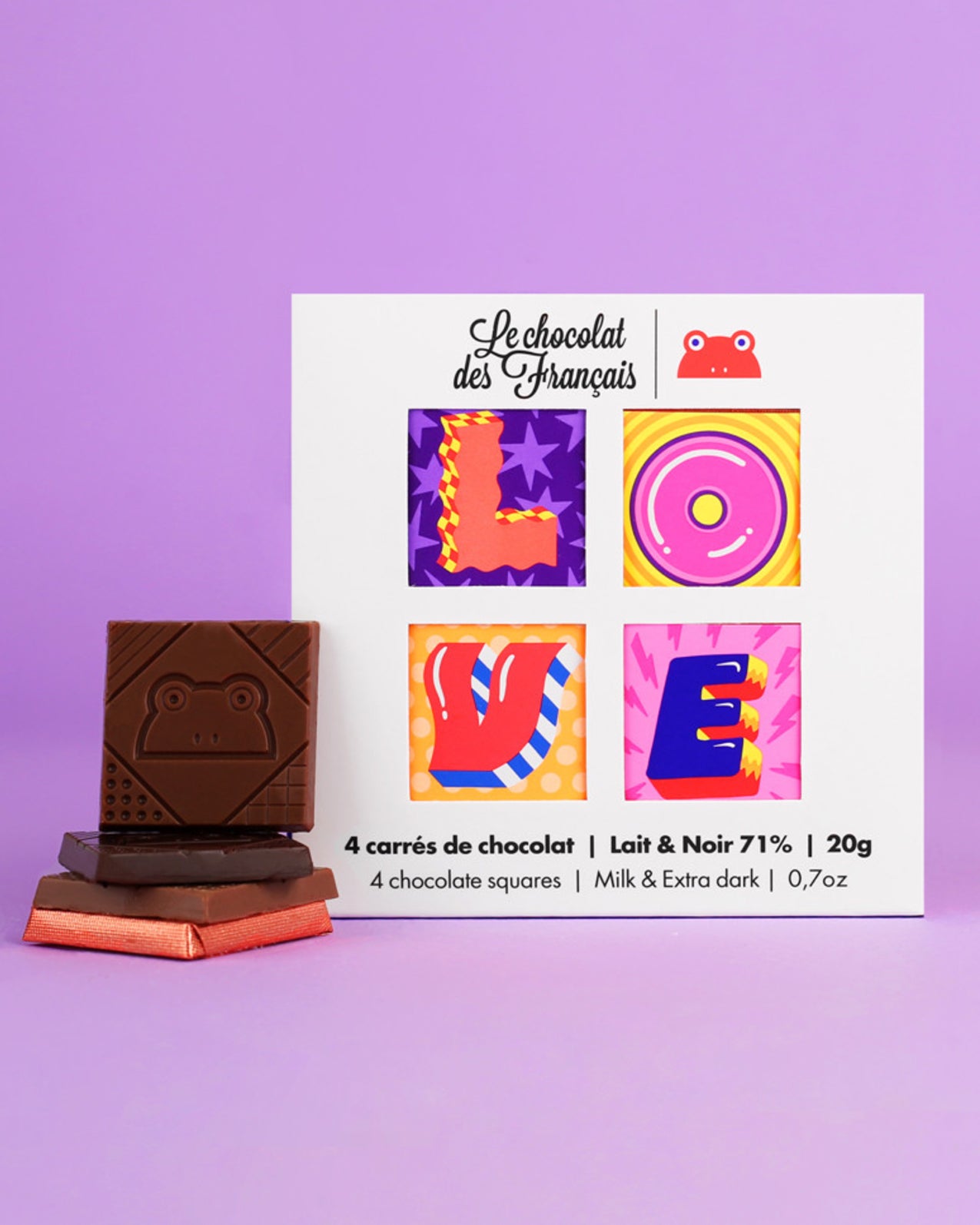Box of 4 chocolate squares - LOVE
